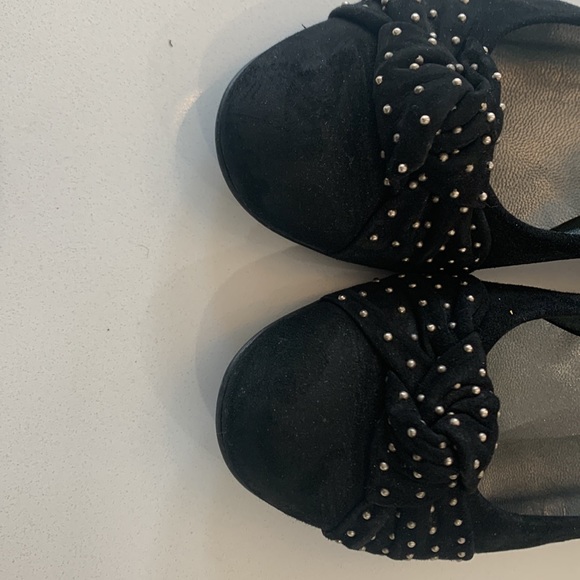 Stuart Weitzman black suede Dotsun ballet wedge 9.5N - Picture 3 of 7